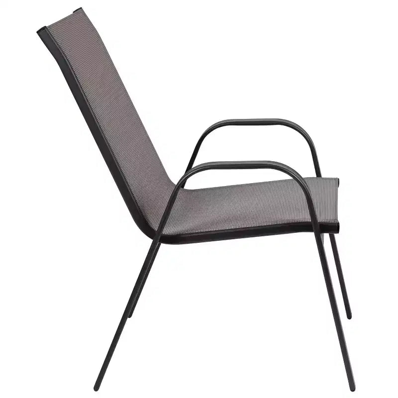 Flash Furniture Set da pranzo da esterno 5 pezzi - Tavolo da patio in vetro temperato, 4 sedie impilabili Flex Comfort