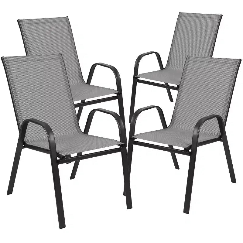 Flash Furniture Set da pranzo da esterno 5 pezzi - Tavolo da patio in vetro temperato, 4 sedie impilabili Flex Comfort