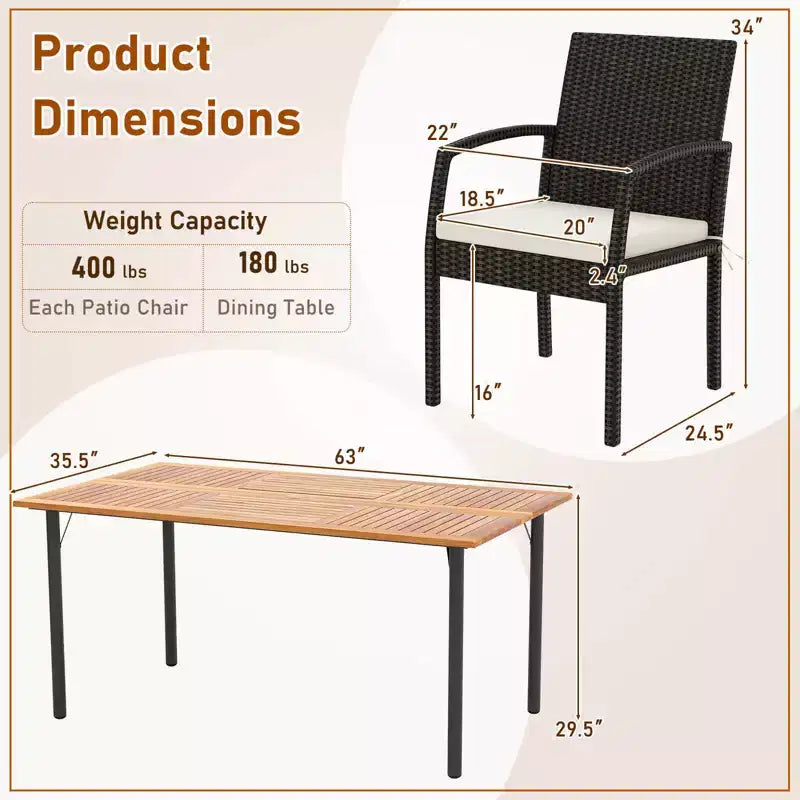 Set da pranzo da esterno in rattan a 7 pezzi Costway con foro per ombrellone