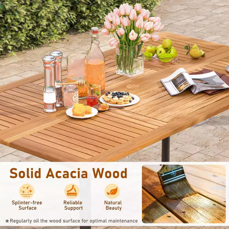 Set da pranzo da esterno in rattan a 7 pezzi Costway con foro per ombrellone