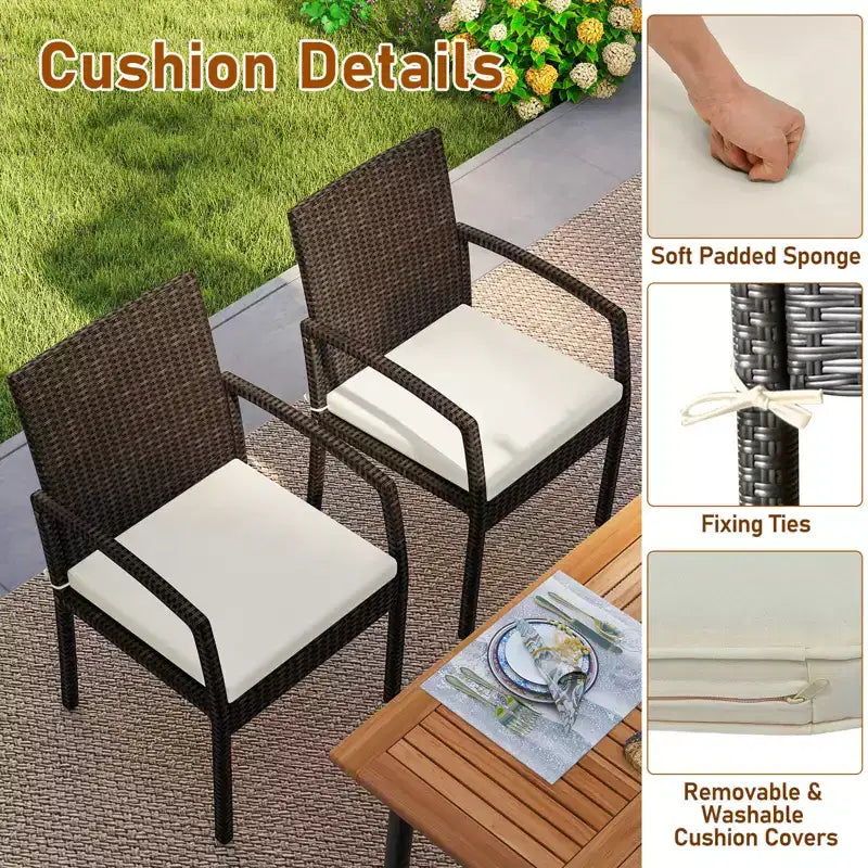 Set da pranzo da esterno in rattan a 7 pezzi Costway con foro per ombrellone