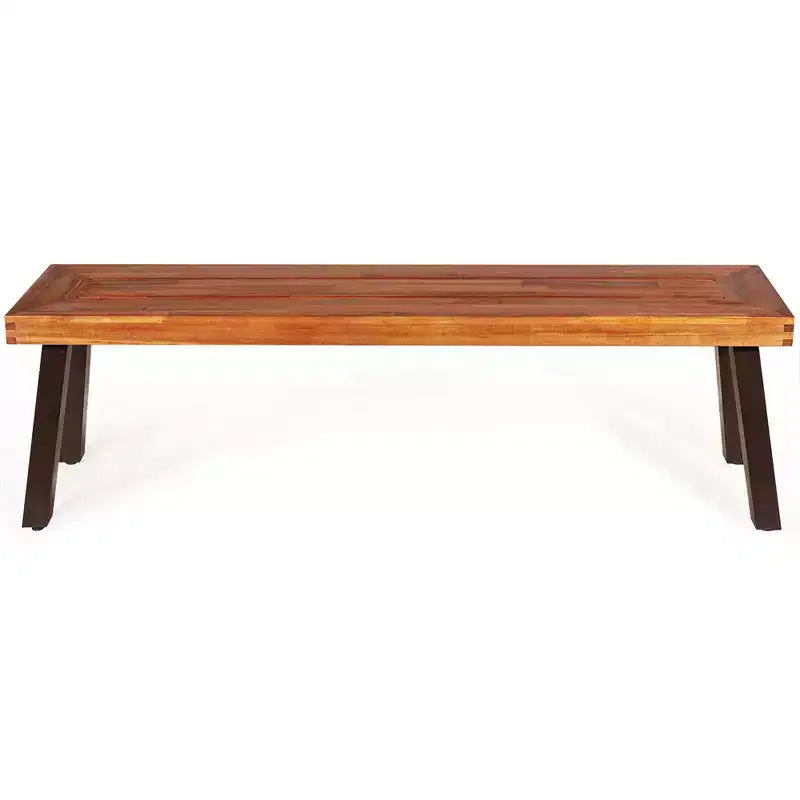 Set tavolo da picnic Costway 3 pezzi, tavolo e panca in legno di acacia con gambe in acciaio per patio esterno