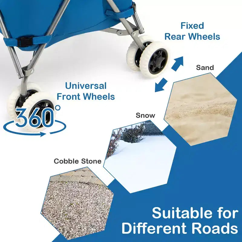 Carrello portaspesa pieghevole con borsa in tela rimovibile resistente all'acqua Nero/Blu