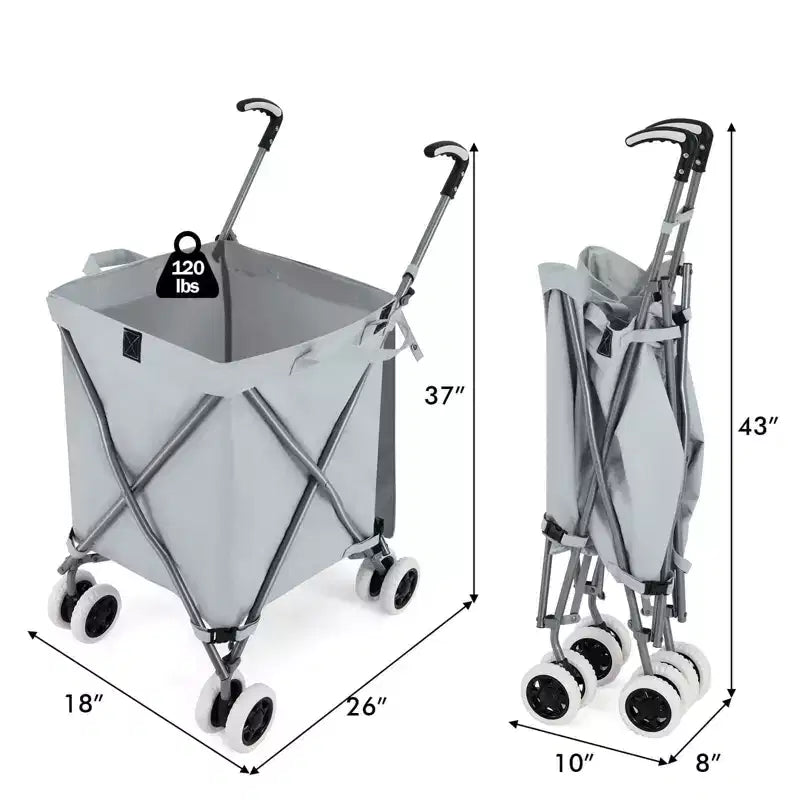 Carrello portaspesa pieghevole con borsa in tela rimovibile resistente all'acqua Nero/Blu