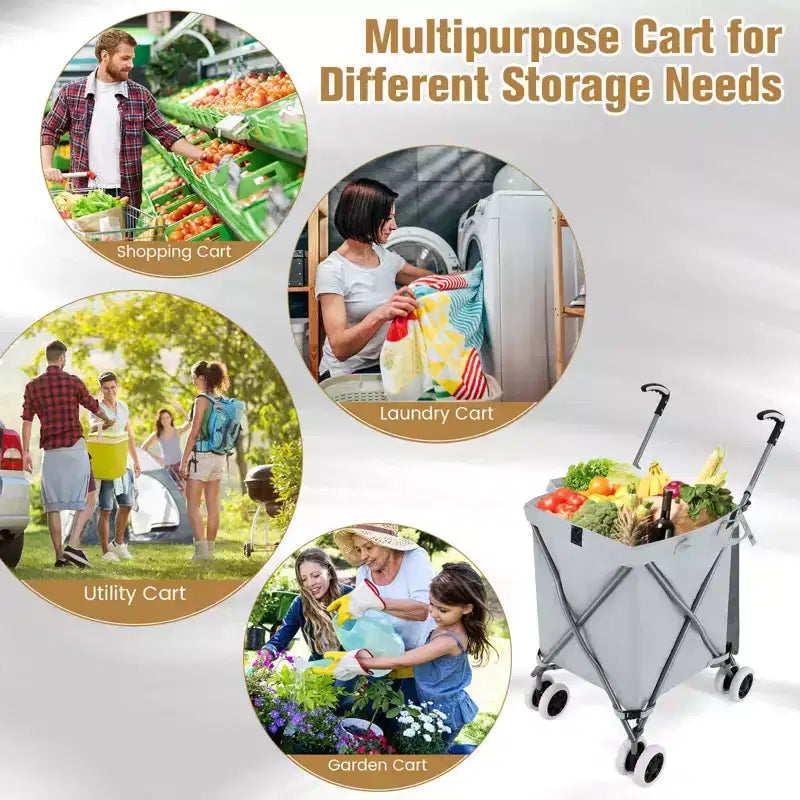 Carrello portaspesa pieghevole con borsa in tela rimovibile resistente all'acqua Nero/Blu