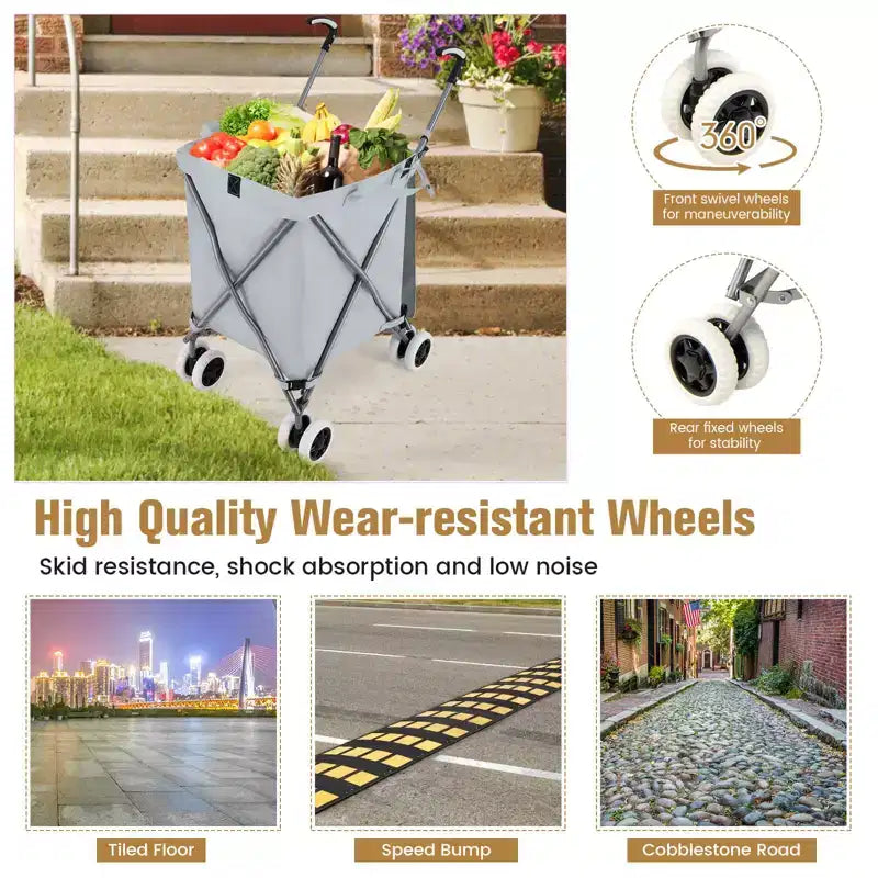 Carrello portaspesa pieghevole con borsa in tela rimovibile resistente all'acqua Nero/Blu