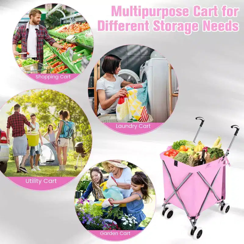 Carrello portaspesa pieghevole con borsa in tela rimovibile resistente all'acqua Nero/Blu