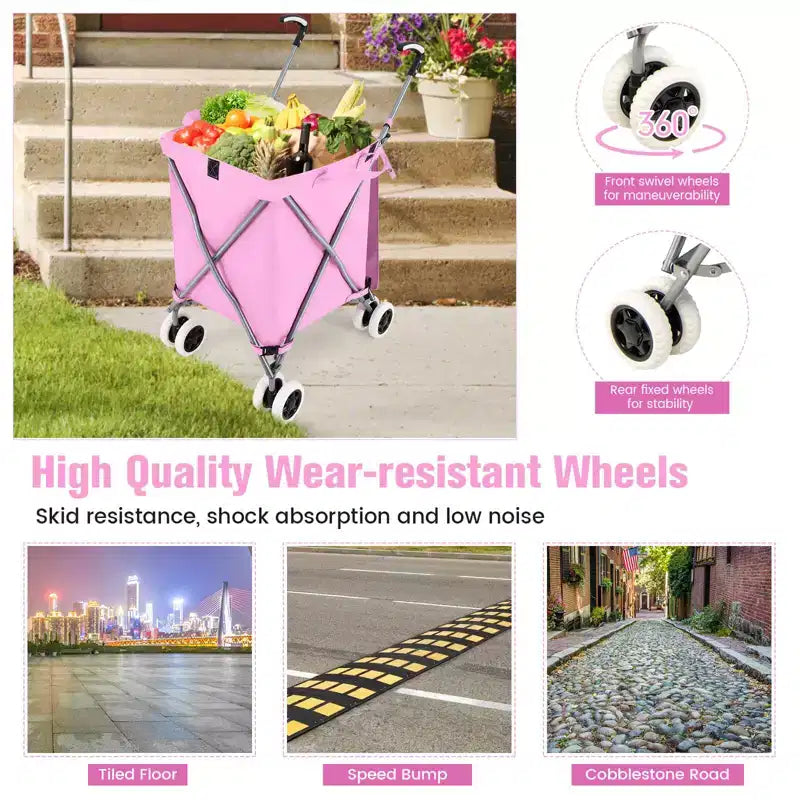 Carrello portaspesa pieghevole con borsa in tela rimovibile resistente all'acqua Nero/Blu
