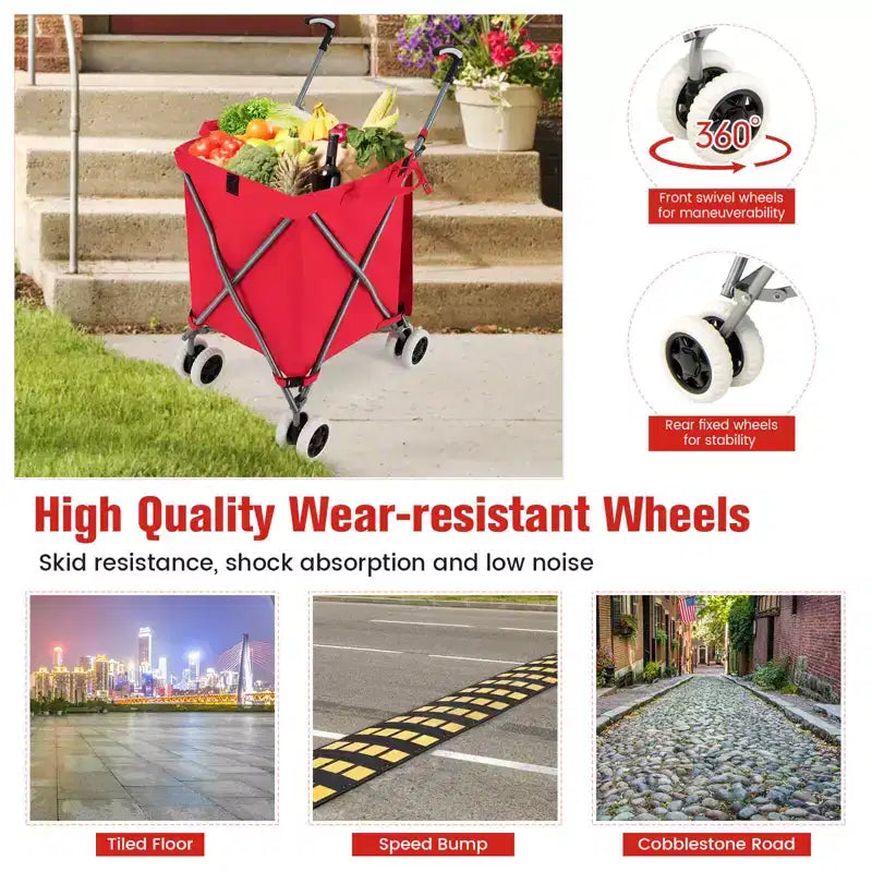 Carrello portaspesa pieghevole con borsa in tela rimovibile resistente all'acqua Nero/Blu