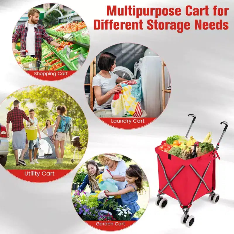 Carrello portaspesa pieghevole con borsa in tela rimovibile resistente all'acqua Nero/Blu