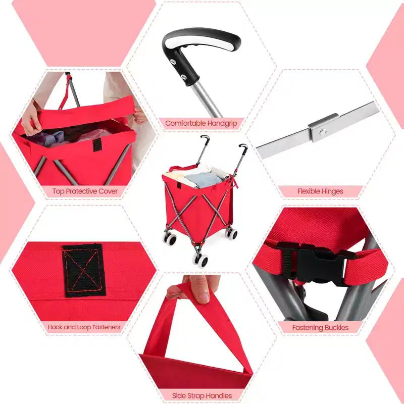 Carrello portaspesa pieghevole con borsa in tela rimovibile resistente all'acqua Nero/Blu