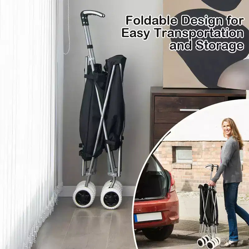 Carrello portaspesa pieghevole con borsa in tela rimovibile resistente all'acqua Nero/Blu
