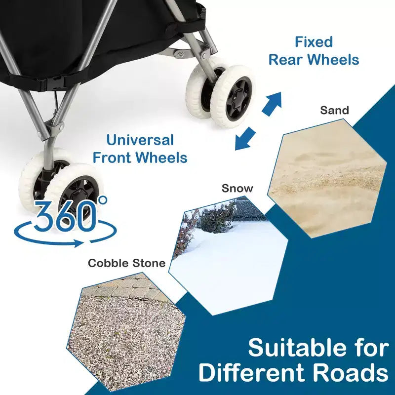 Carrello portaspesa pieghevole con borsa in tela rimovibile resistente all'acqua Nero/Blu