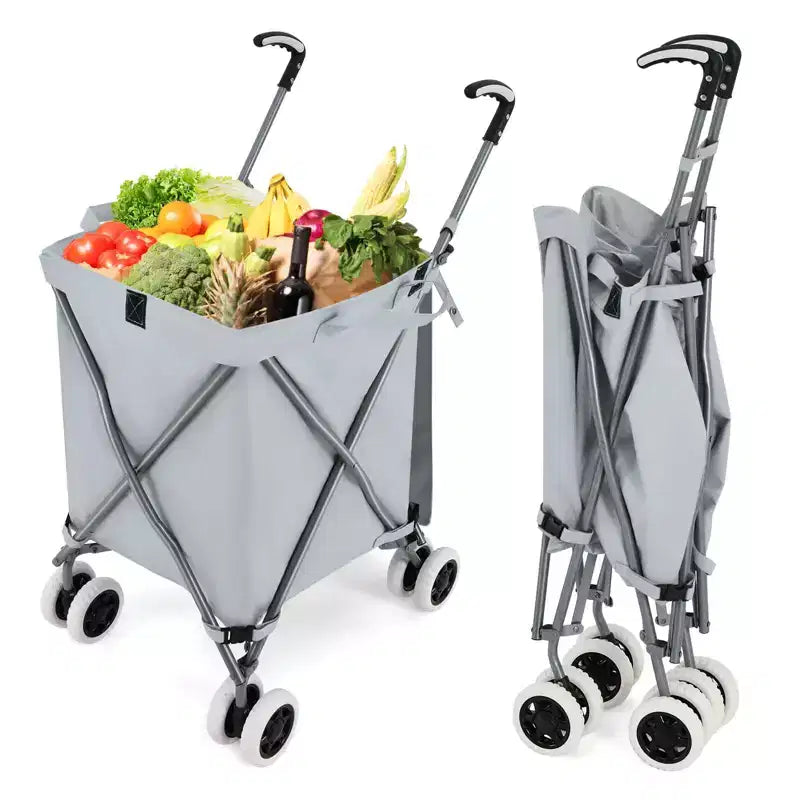 Carrello portaspesa pieghevole con borsa in tela rimovibile resistente all'acqua Nero/Blu