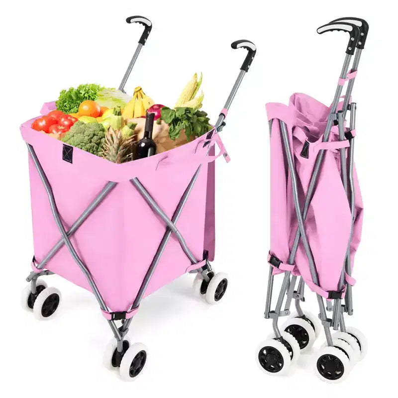 Carrello portaspesa pieghevole con borsa in tela rimovibile resistente all'acqua Nero/Blu