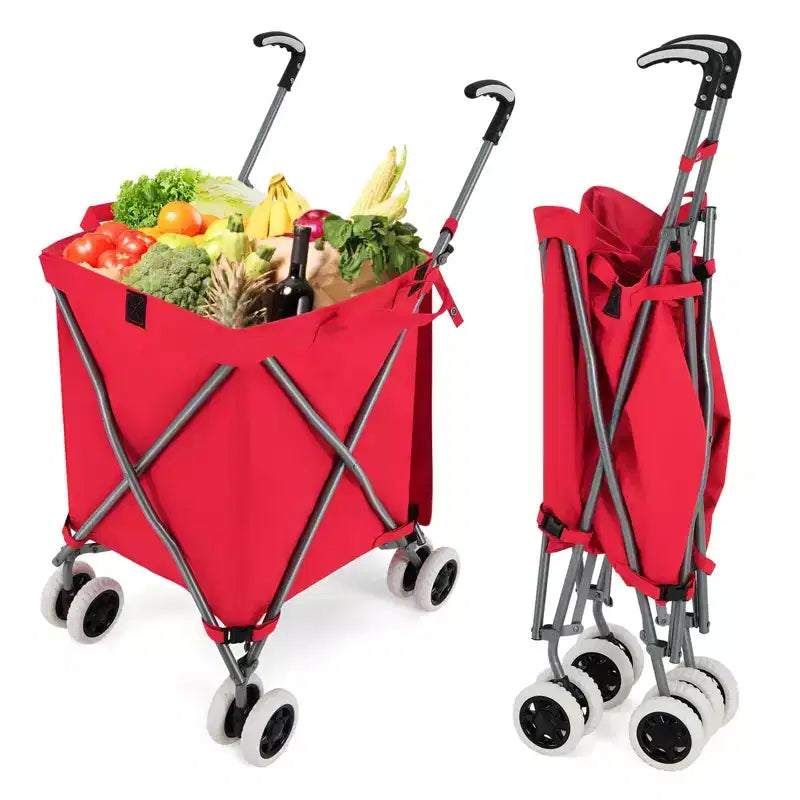 Carrello portaspesa pieghevole con borsa in tela rimovibile resistente all'acqua Nero/Blu