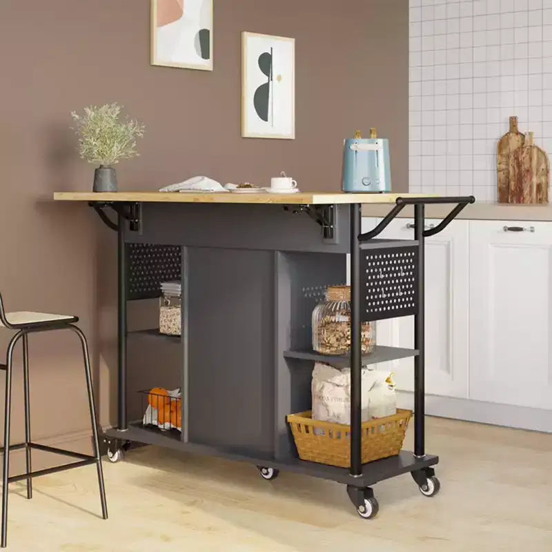 Carrello da cucina ing con estensione della superficie pieghevole, grigio