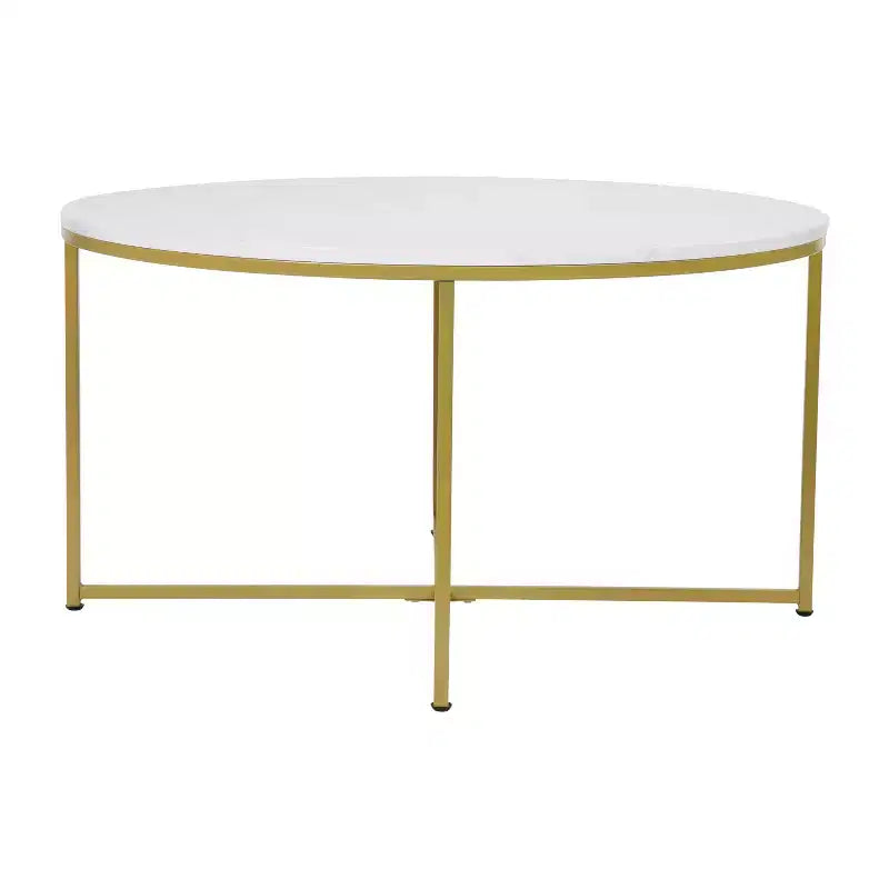 Tavolino da salotto laminato con base in metallo incrociata