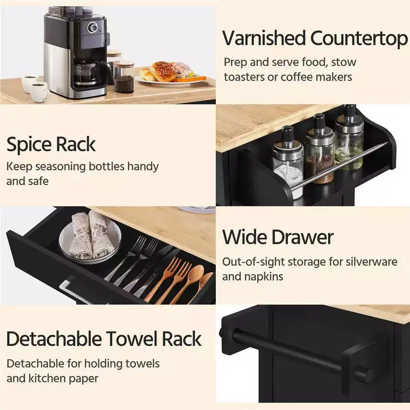 Isola per cucina carrello da cucina con portasciugamani e cassetto