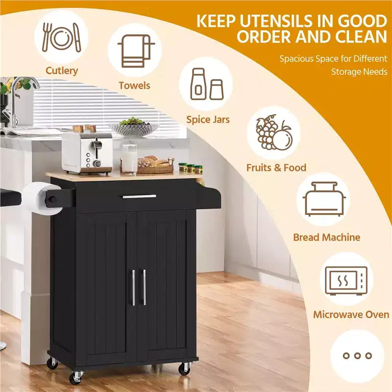 Isola per cucina carrello da cucina con portasciugamani e cassetto