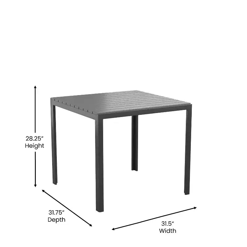 Flash Furniture Harris Set da 5 Pezzi Tavolo e Sedie Commerciali per Interni/Esterni con Schienali e Sedute a Doghe in Resina Nera