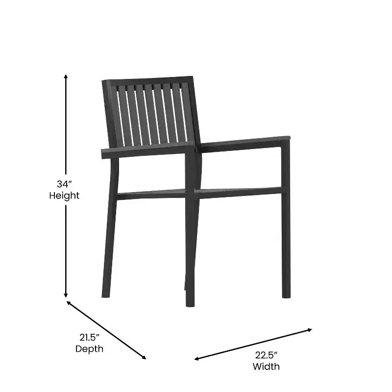 Flash Furniture Harris Set da 5 Pezzi Tavolo e Sedie Commerciali per Interni/Esterni con Schienali e Sedute a Doghe in Resina Nera