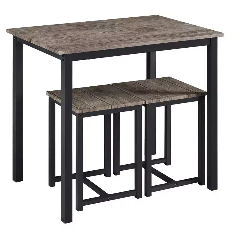 Yaheetech Industrial 3-Piece Space Saving Dining Table Set, for Kitchen, Dining Room