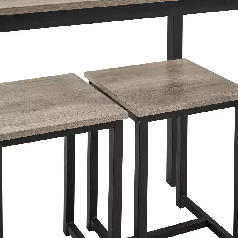 Set da Pranzo Salvaspazio Industriale Yaheetech 3 Pezzi, per Cucina, Sala da Pranzo