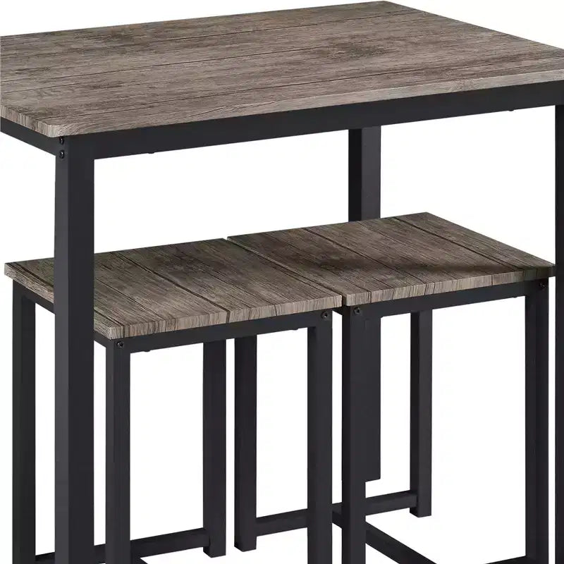 Set da Pranzo Salvaspazio Industriale Yaheetech 3 Pezzi, per Cucina, Sala da Pranzo
