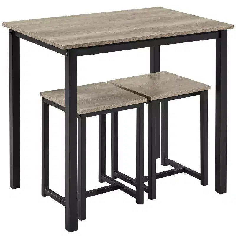 Set da Pranzo Salvaspazio Industriale Yaheetech 3 Pezzi, per Cucina, Sala da Pranzo