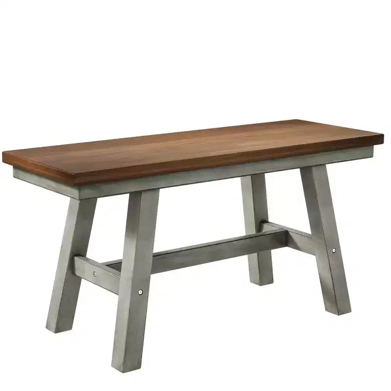 Set da 6 pezzi per tavolo da pranzo in legno stile rustico con panca lunga e 4 sedie da pranzo-ModernLuxe