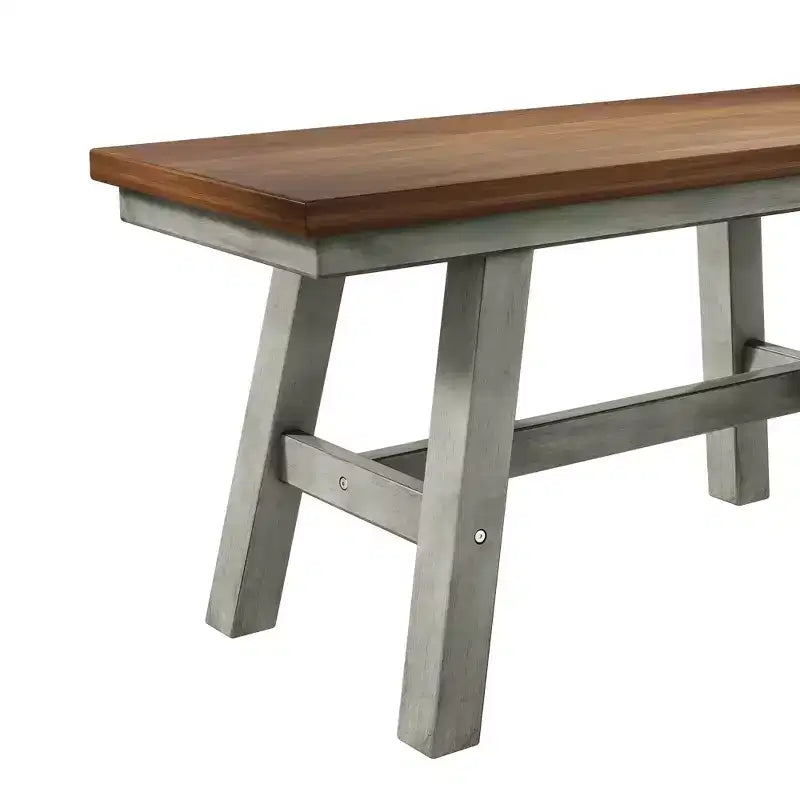 Set da 6 pezzi per tavolo da pranzo in legno stile rustico con panca lunga e 4 sedie da pranzo-ModernLuxe