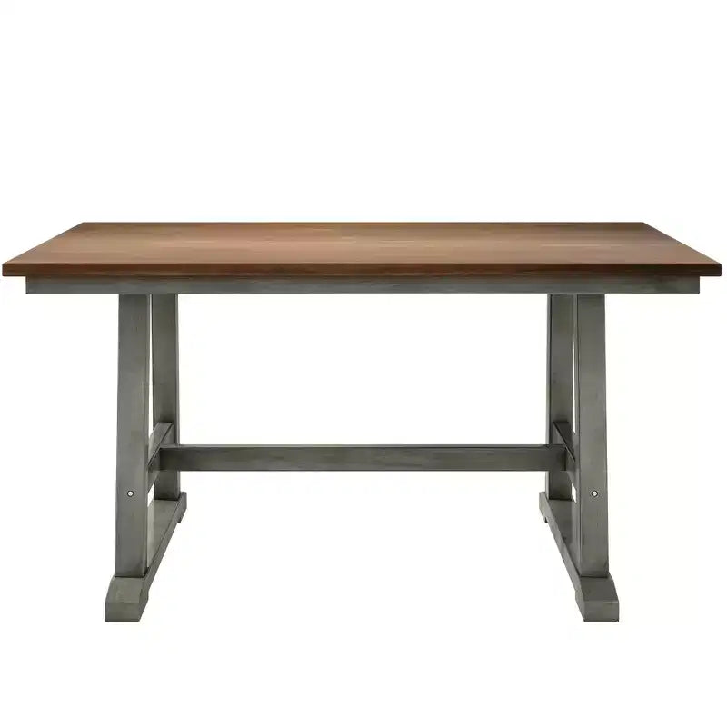 Set da 6 pezzi per tavolo da pranzo in legno stile rustico con panca lunga e 4 sedie da pranzo-ModernLuxe