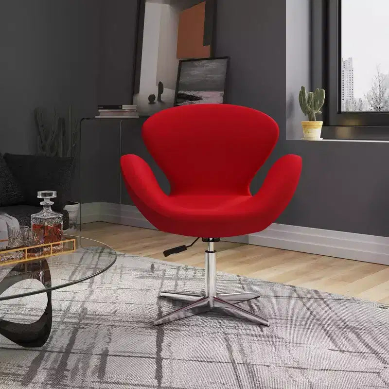 Set di 2 sedie girevoli regolabili in similpelle color lampone -