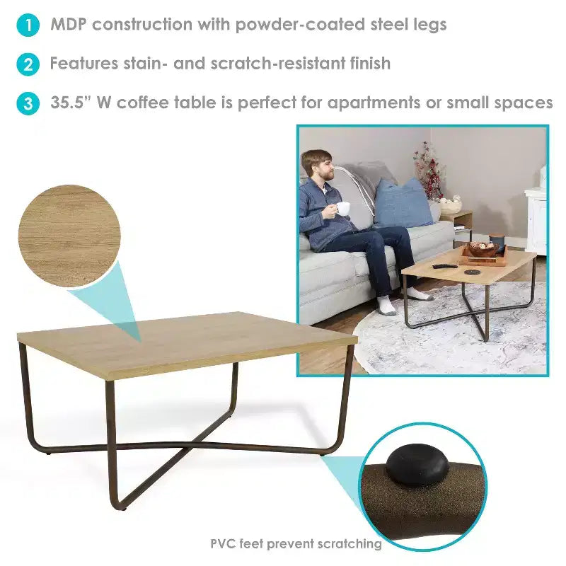 Tavolino da Caffè da Interni con Gambe Incrociate in MDP - Struttura in MDP - Marrone