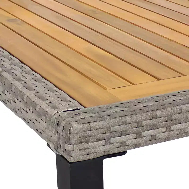 Set da pranzo da esterno Carlow a 7 pezzi Sunnydaze in rattan e legno di acacia con tavolo, sedie e cuscini per le sedie