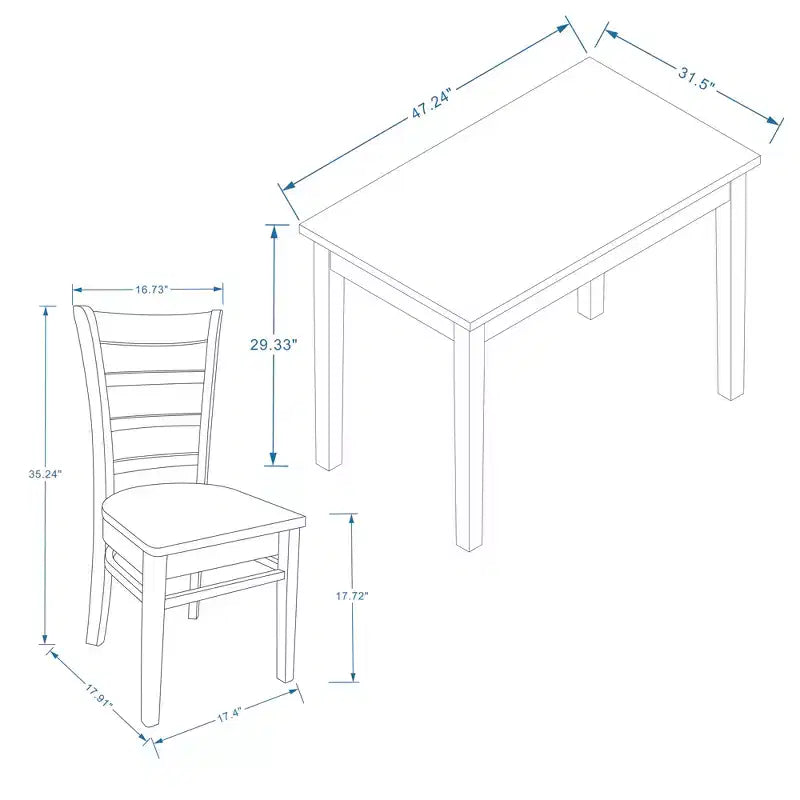 Set da pranzo Glenwillow Home con tavolo da pranzo in legno 48" + sedie da pranzo con schienale a doghe (set da 3 o 5 pezzi)