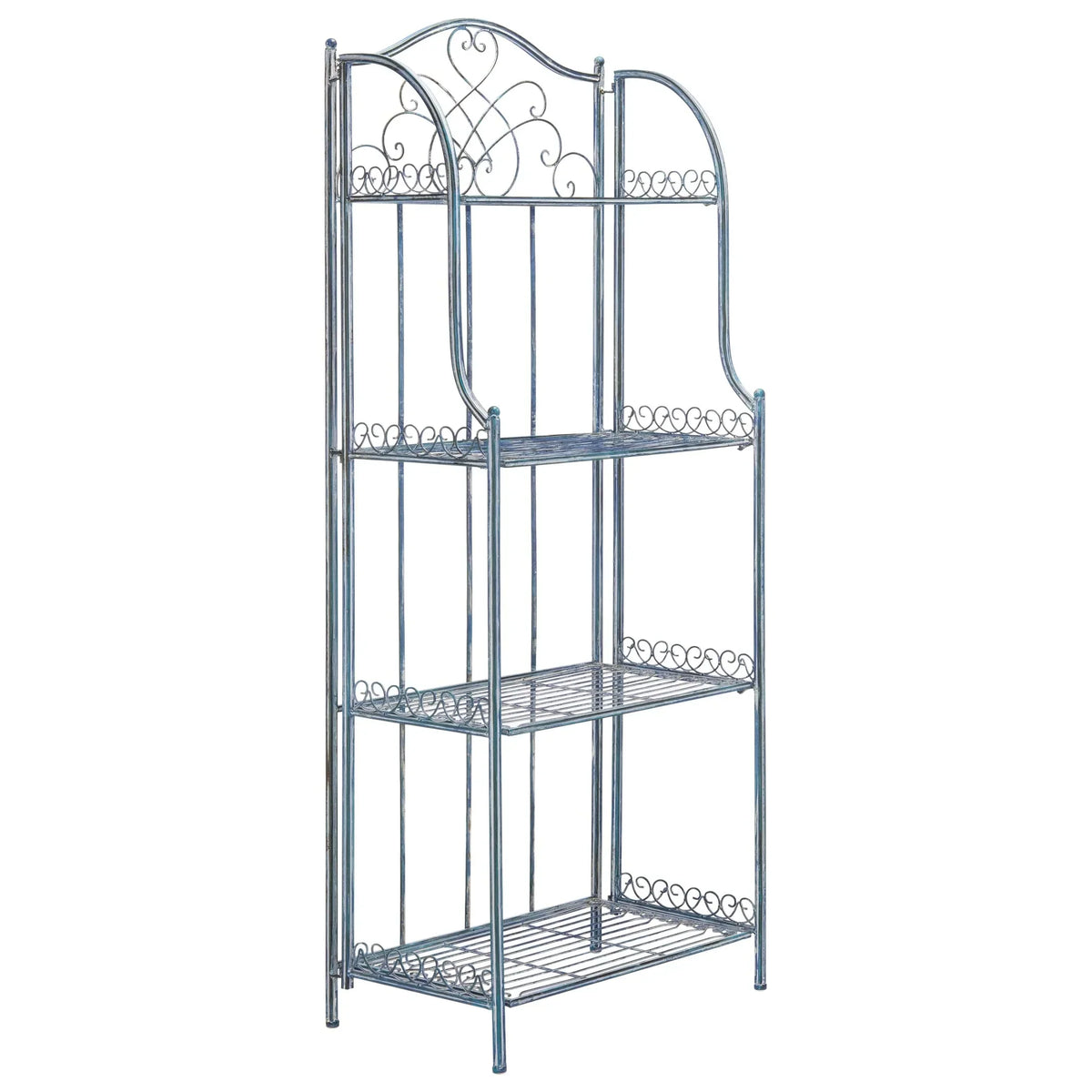 SAFAVIEH Bryn Scaffale da panettiere da esterno a 4 ripiani in ferro battuto vittoriano - 25 pollici L x 15 pollici P x 63 pollici H - 25 L x 15 P x 63 H