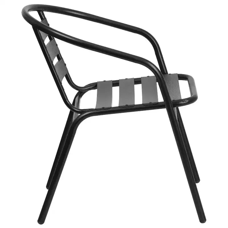 Set tavolo rotondo Emma e Oliver da 23,5" in alluminio per interni ed esterni con 2 sedie a doghe