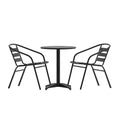 Flash Furniture Lila 23.5'' Round Aluminum Indoor-Outdoor Table Set with 2 Slat Back Chairs