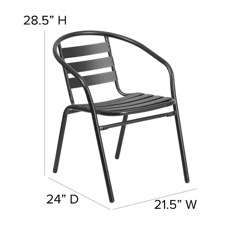 Set da tavola Flash Furniture Lila rotondo da 23,5" in alluminio per interni-esterni con 2 sedie con schienale a doghe