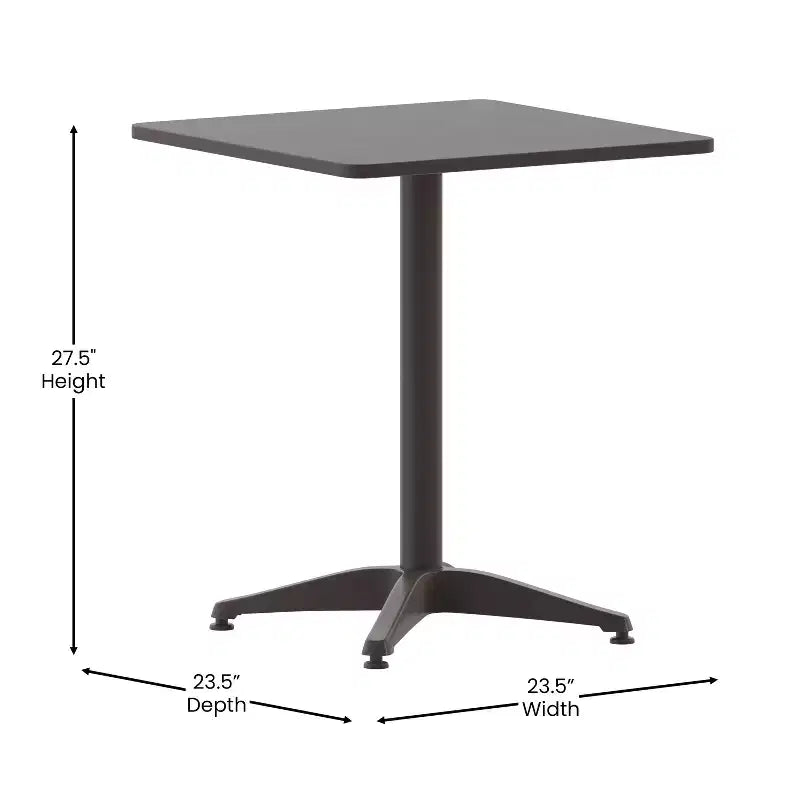Flash Furniture Lila Set da tavolo quadrato da 23,5'' in alluminio per interni ed esterni con 2 sedie con schienale a doghe