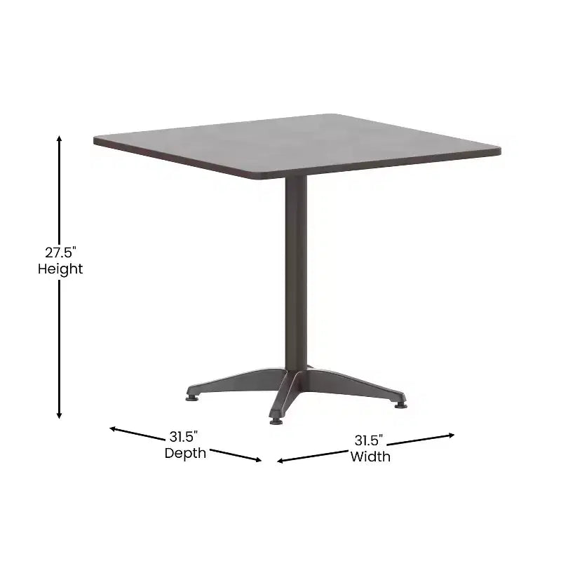 Set Tavolo Quadrato da Interno-Esterno Emma and Oliver da 31,5" in Alluminio con 4 Sedie a Doghe