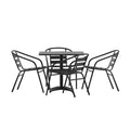 Emma and Oliver 31.5'' Square Aluminum Indoor-Outdoor Table Set with 4 Slat Back Chairs