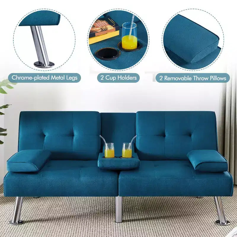 Divano Letto Futon Convertibile Rivestito in Tessuto