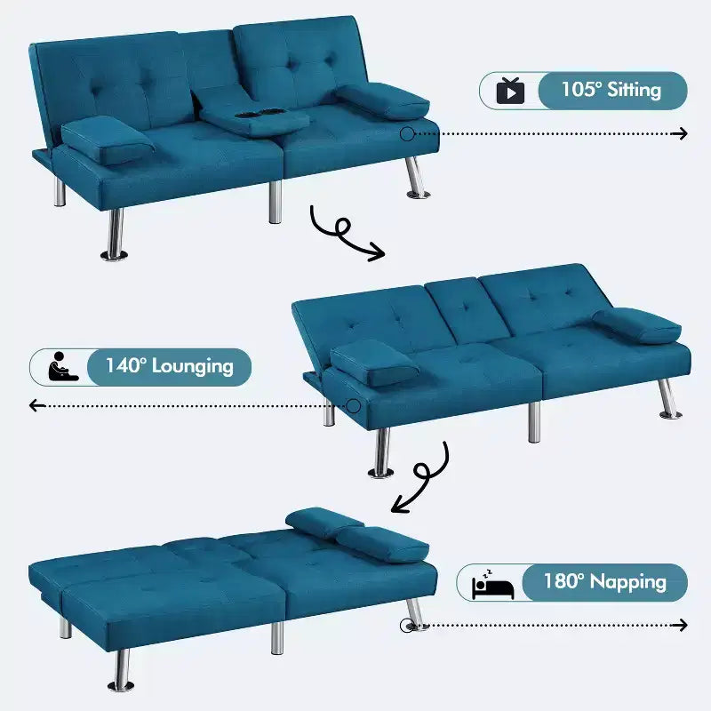 Divano Letto Futon Convertibile Rivestito in Tessuto