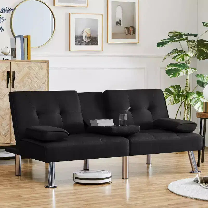 Divano Letto Futon Convertibile Rivestito in Tessuto