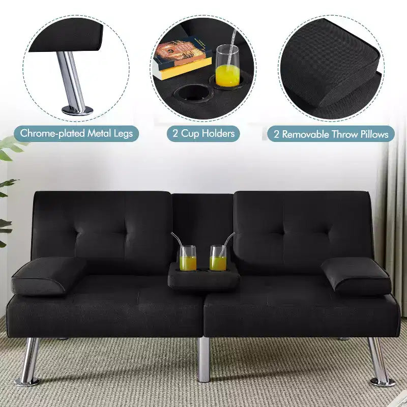 Divano Letto Futon Convertibile Rivestito in Tessuto