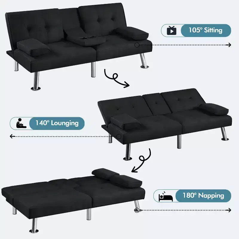 Divano Letto Futon Convertibile Rivestito in Tessuto