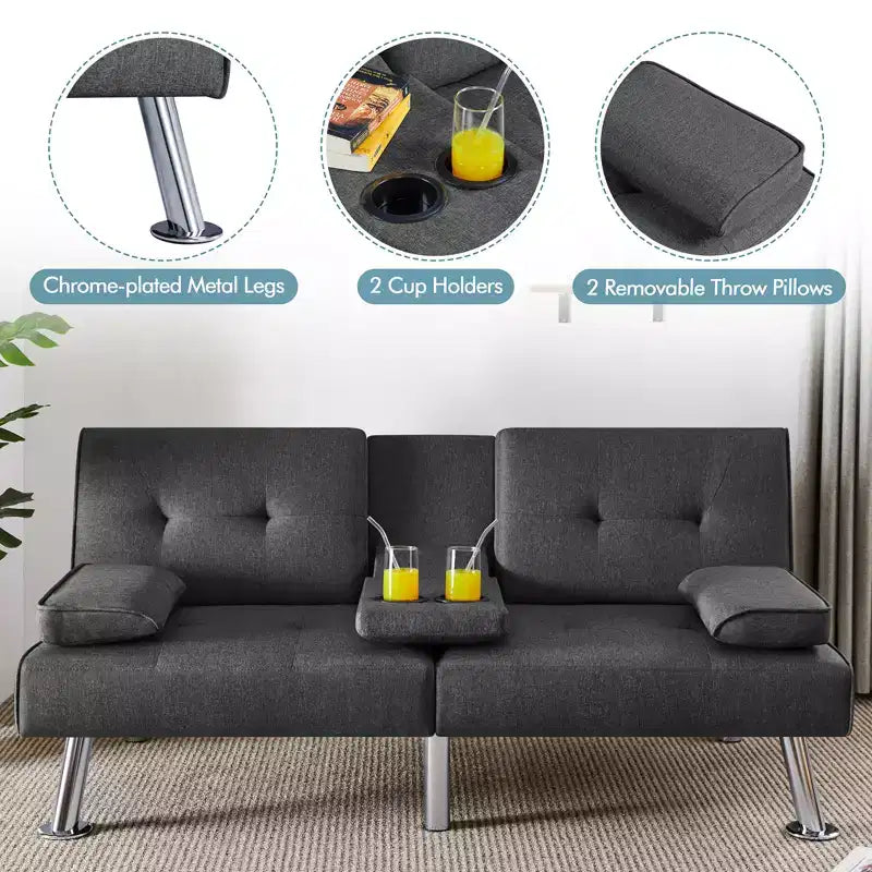 Divano Letto Futon Convertibile Rivestito in Tessuto